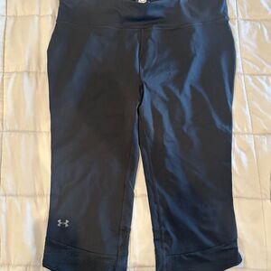 Under Armour Black Capri Leggings with Subtle Silver Logo